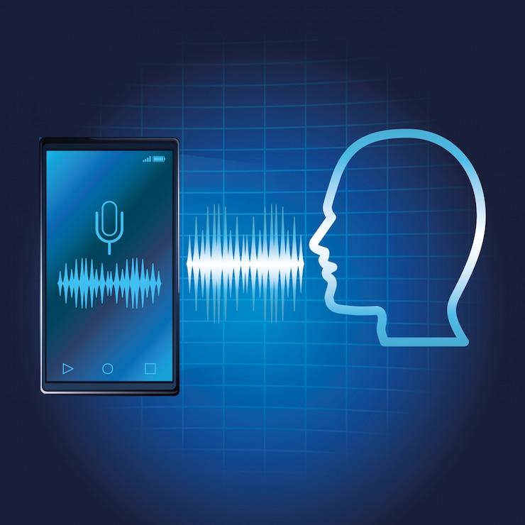 Vector altavoz de reconocimiento de voz de smartphone