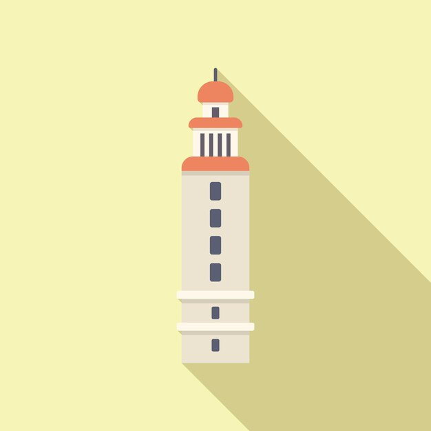 El alto edificio del faro proyecta una larga sombra en un día soleado