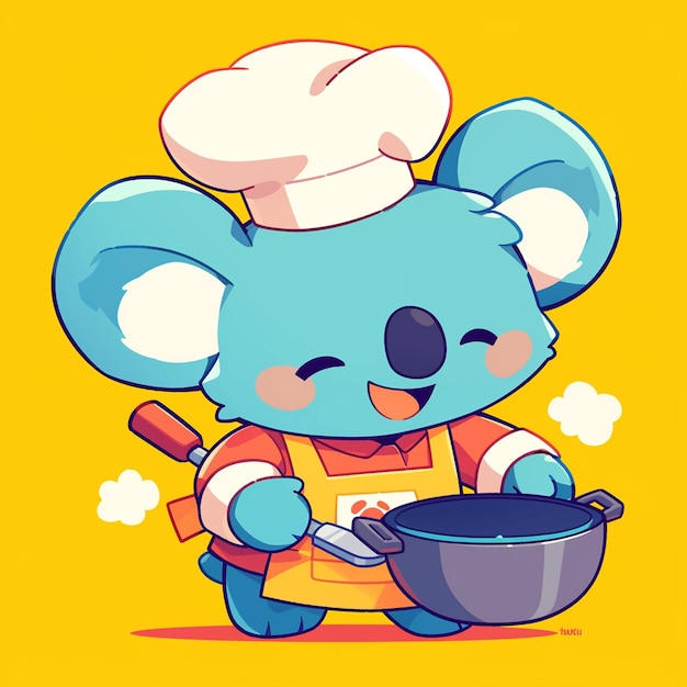 Vector un amable chef koala al estilo de las caricaturas