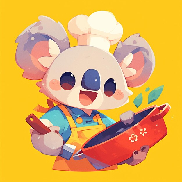 Vector un amable chef koala al estilo de las caricaturas