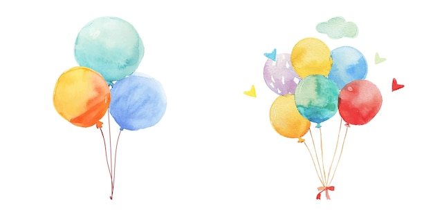 Amables globos coloridos con acuarela Ilustración vectorial 4