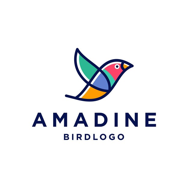 amadina pájaro logo abstracto lindo pajarito diseño de logotipo colorido diseño de logotipo de pajarito