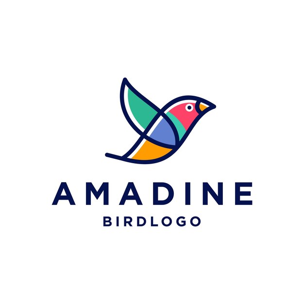 Amadina pájaro logo abstracto lindo pajarito diseño de logotipo colorido diseño de logotipo de pajarito