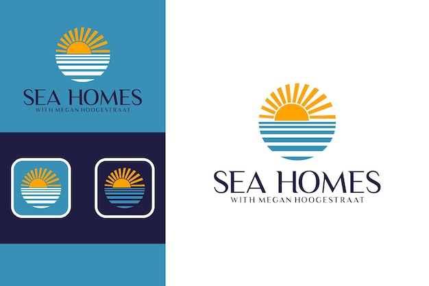 amanecer con diseño de logotipo de playa