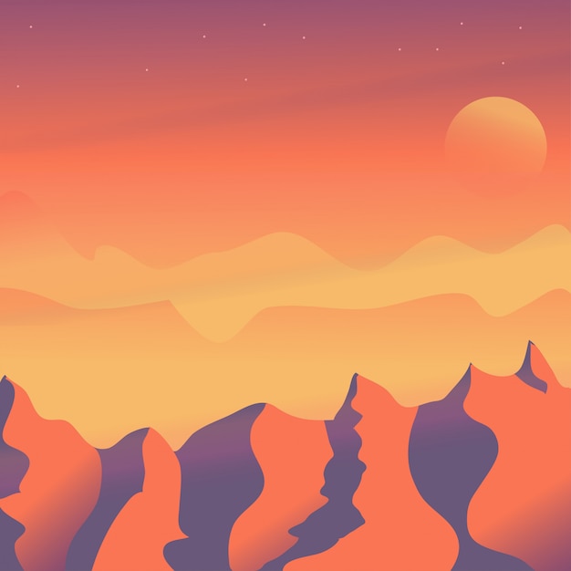amanecer en el paisaje desértico