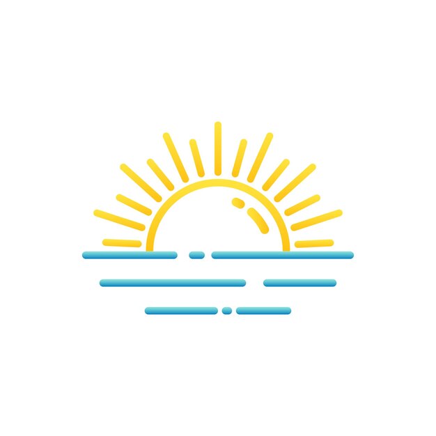 Amanecer vector icono verano símbolo tema náutico diseño