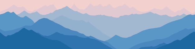 Amanecer en el vector de vista panorámica de la frontera sin costuras de las montañas