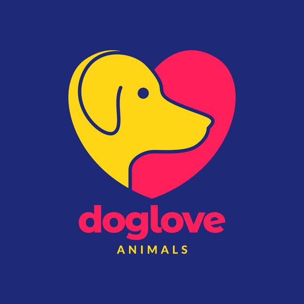 Amante de los perros mascotas corazón colorido moderno simple moderno mascota logo vector icono ilustración