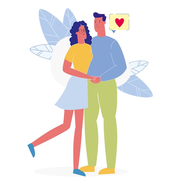 Los amantes del abrazo romántico ilustración vectorial plana