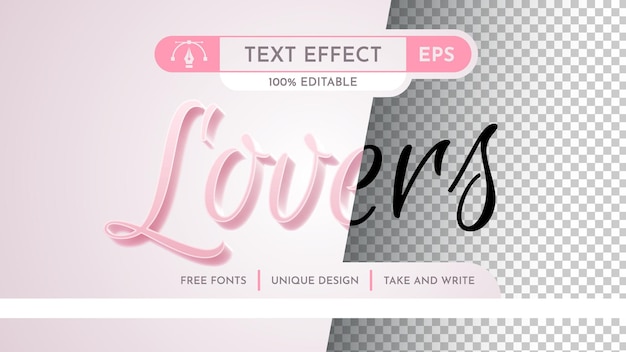 amantes Estilo gráfico de efecto de texto editable
