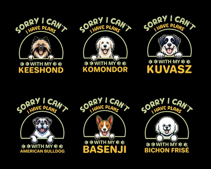 Vector amantes de los perros razas divertidas bundle svg lo siento, no puedo tengo planes con mi vector de diseño de camiseta de perro