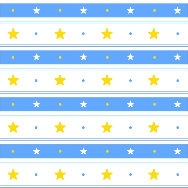 Amarillo Azul Pastel Estrella Brillante Chispa Cielo Línea horizontal Raya Punto Línea Círculo Patrón sin costuras