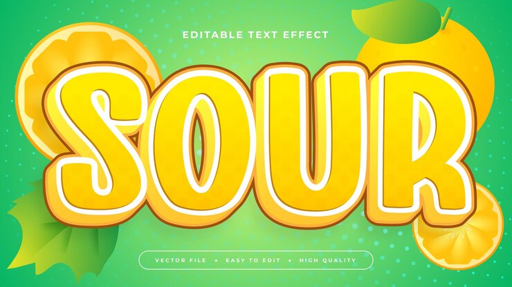 Vector amarillo blanco y verde ácido estilo de fuente de efecto de texto 3d editable