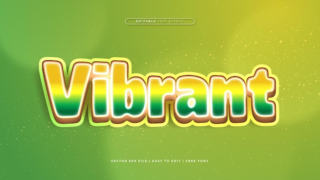 Amarillo blanco y verde vibrante estilo de fuente de efecto de texto 3D editable