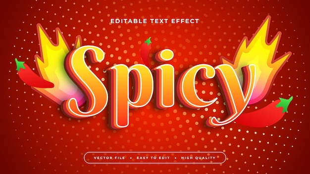 Amarillo rojo y naranja picante estilo de fuente de efecto de texto editable en 3D