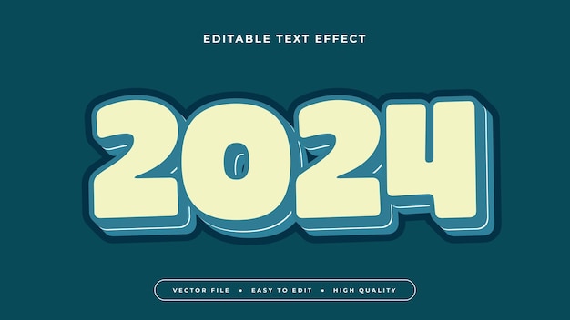 Amarillo verde y blanco 2024 estilo de fuente de efecto de texto editable en 3D