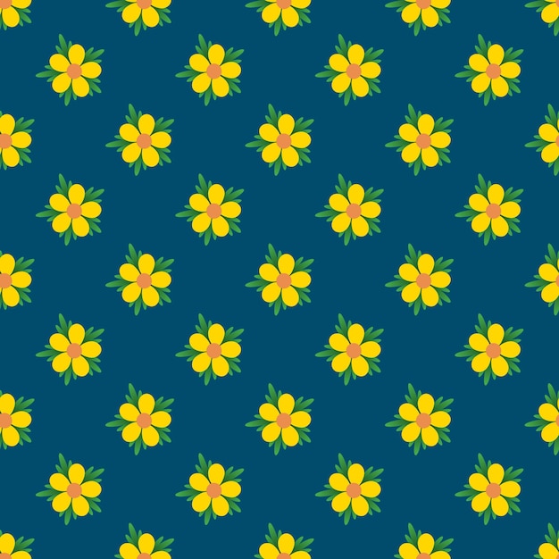 amarillodecoloresdiminutasfloresconverdehojasvectorpatróndiseñoenazulantecedentesparadamas