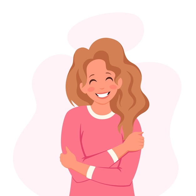Ámate a ti mismo Mujer abrazándose a sí misma