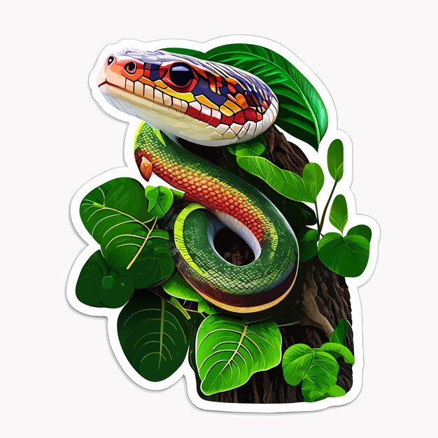 Amazon árbol boa pegatina plana estilo de dibujos animados ilustración