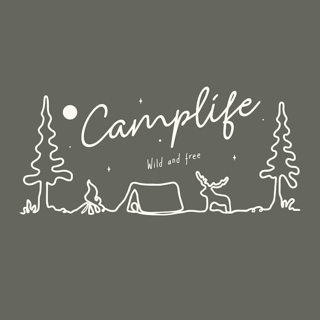 ambiente de camping de arte lineal minimalista