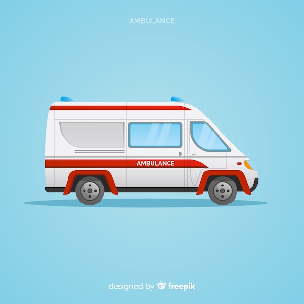 Vector ambulancia en diseño flat