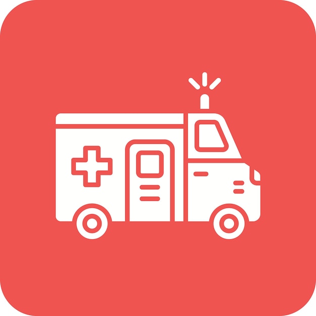 una ambulancia con un fondo rojo y una ambulancia con un logotipo rojo en él