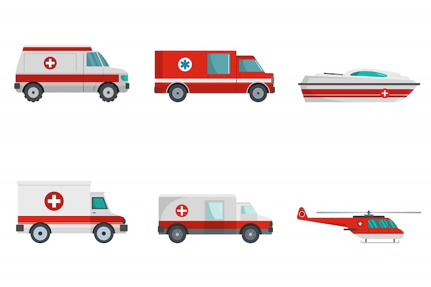 Vector ambulancia transporte banner concepto conjunto