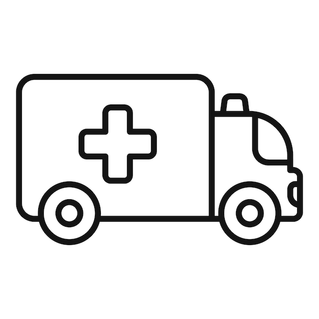 Ambulanza de primeros auxilios de rescate de emergencia hospital de transporte de línea icono