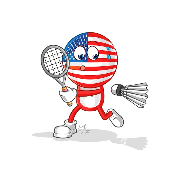 América jugando vector de caracteres de ilustración de bádminton