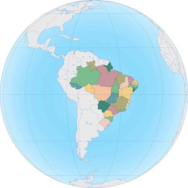 Vector américa del sur con brasil en el mundo