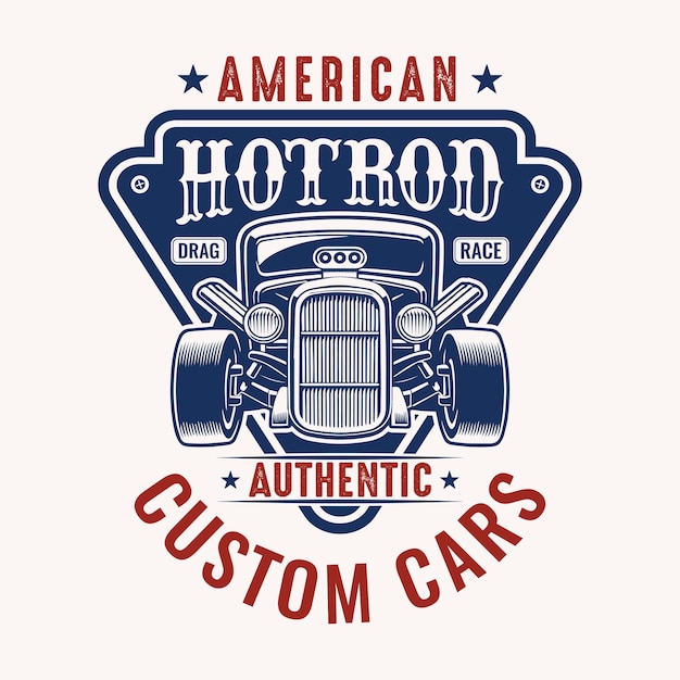 Vector american hotrod drag race auténticos autos personalizados - vector de diseño de camiseta hot rod