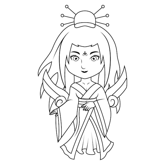 Ameterasu chibi mascota línea arte