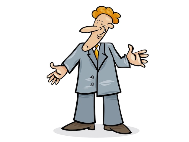 Amigable hombre de negocios de dibujos animados