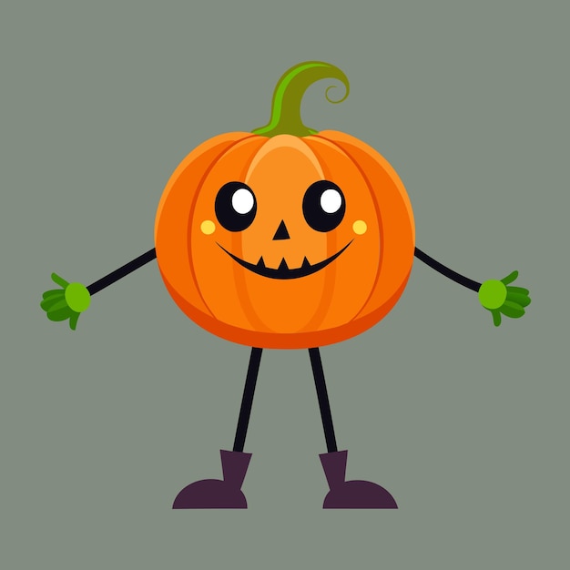 Amigable personaje de calabaza con brazos y piernas
