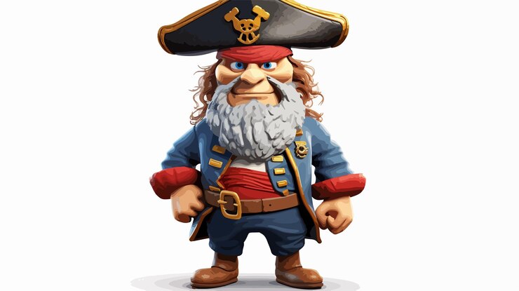 Vector amigable personaje de dibujos animados pirata capitán mascota