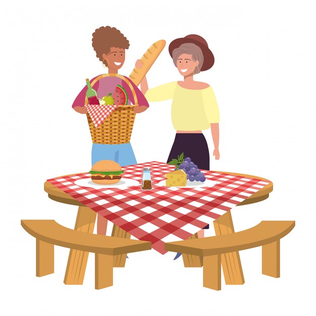 Amigas haciendo picnic