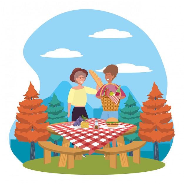 Amigas haciendo picnic