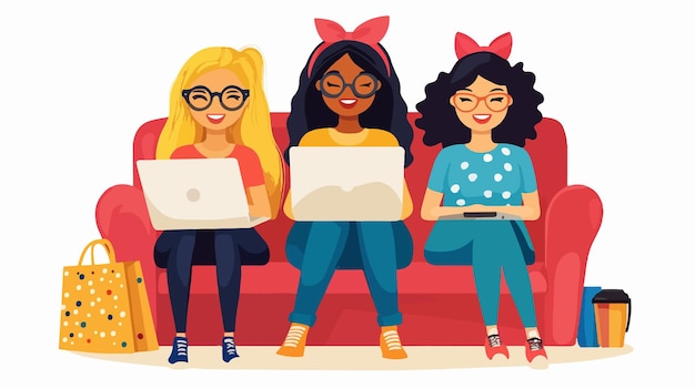 Amigas multirraciales disfrutando de una noche de cine juntas