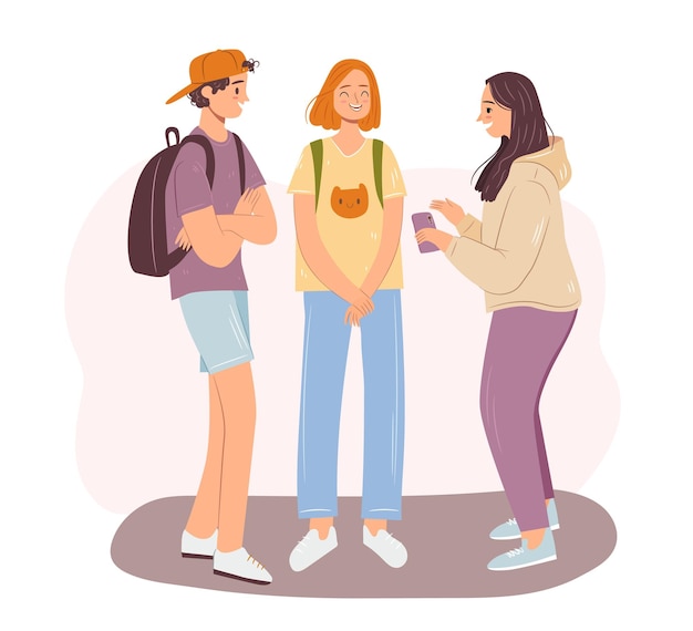 Apretar Relámpago Nueva Zelanda Amigos adolescentes felices hablando concepto grupo de amigos de la escuela alegres que tienen conversación | Vector Premium Apretar Relámpago Nueva Zelanda Amigos adolescentes felices hablando concepto grupo de amigos de la escuela alegres que tienen conversación | Vector Premium
