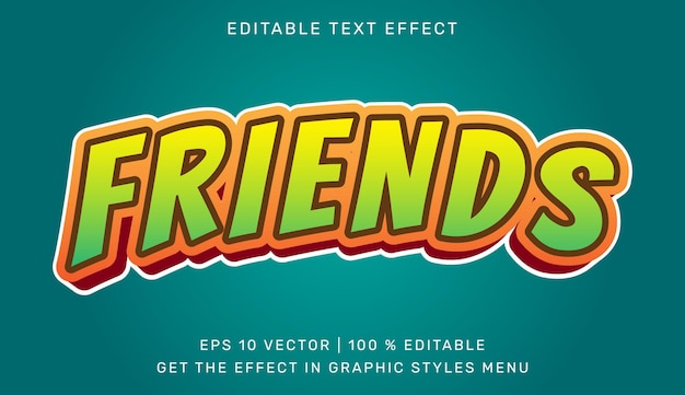 Amigos efecto de texto editable 3d