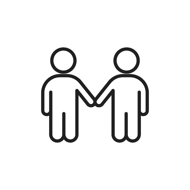 Amigos icono arte plano en blanco y negro aislado