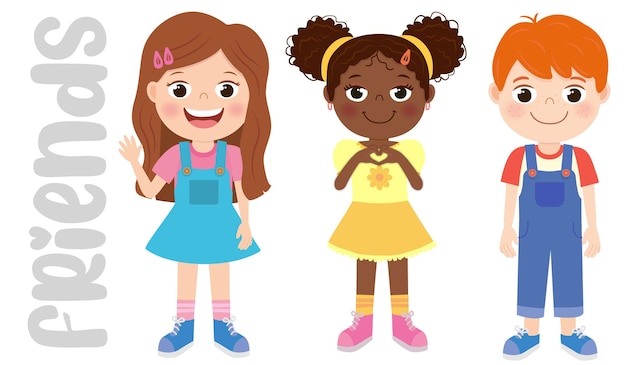Amigos lindos, niños, grupos de preescolar.