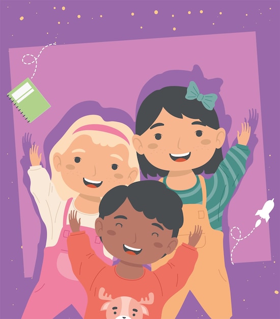 Vector amigos de los niños de la diversidad