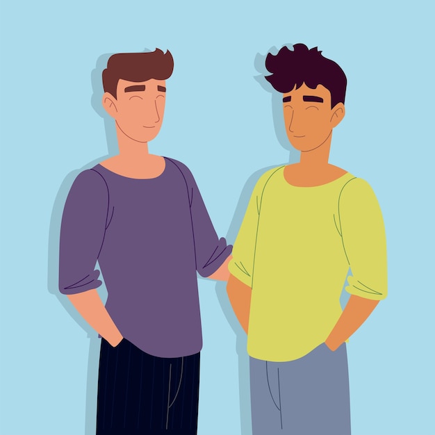 Vector amigos de personajes de hombres felices juntos