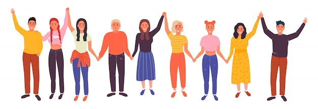 Amigos de pie juntos. Feliz día de la amistad.