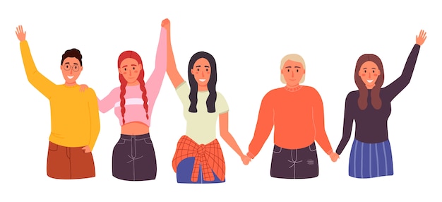 Amigos de pie juntos. Feliz día de la amistad.