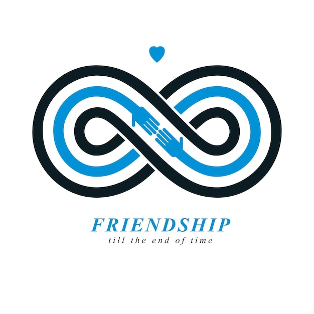 Amigos para siempre, eterna amistad vector conceptual símbolo aislado sobre fondo blanco.