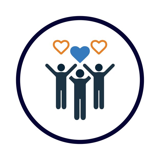 La amistad el amor la caridad la igualdad el icono del voluntario