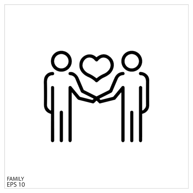 Amistad de amor familiar Iconos Iconos de contorno delgado paquete de ilustración vectorial eps10