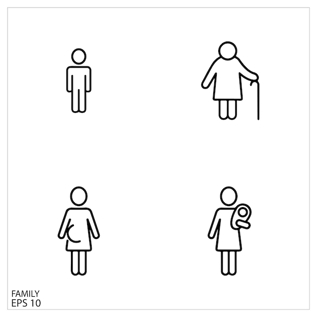 Amistad de amor familiar Iconos Iconos de contorno delgado paquete de ilustración vectorial eps10